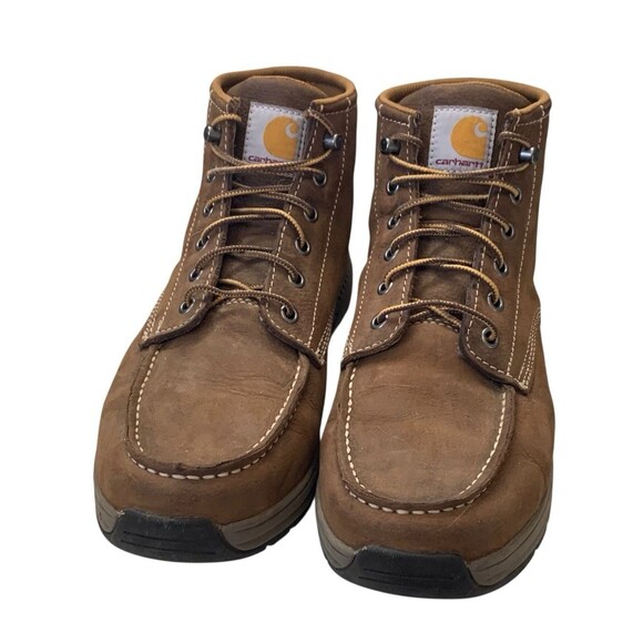 CARHARTT Mens Size 9.5 M Lightweight 6 In Moc Toe Wedge Brown Work Boots CMX4023